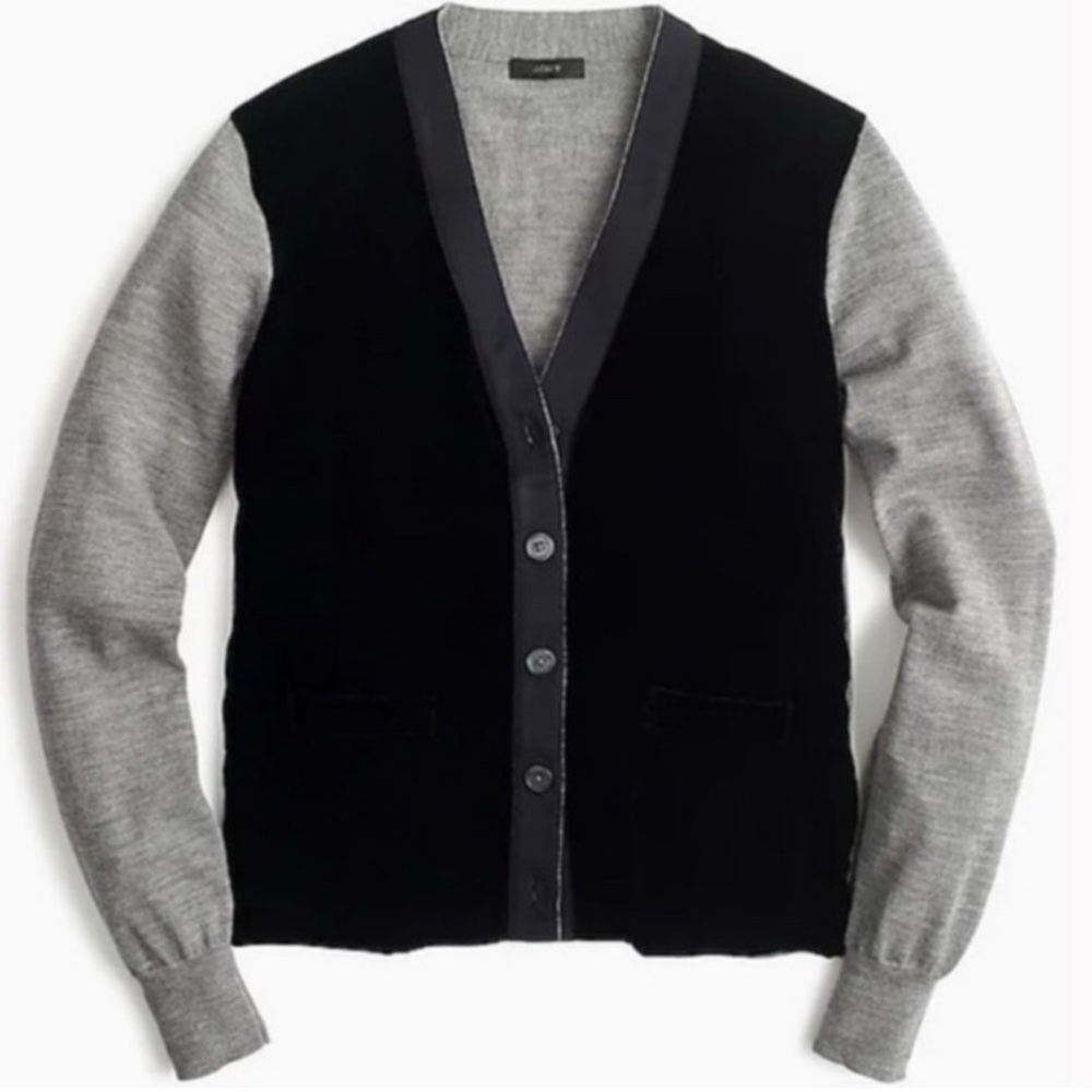 NWT J. Crew Harlow Velvet Cardigan Sweater L